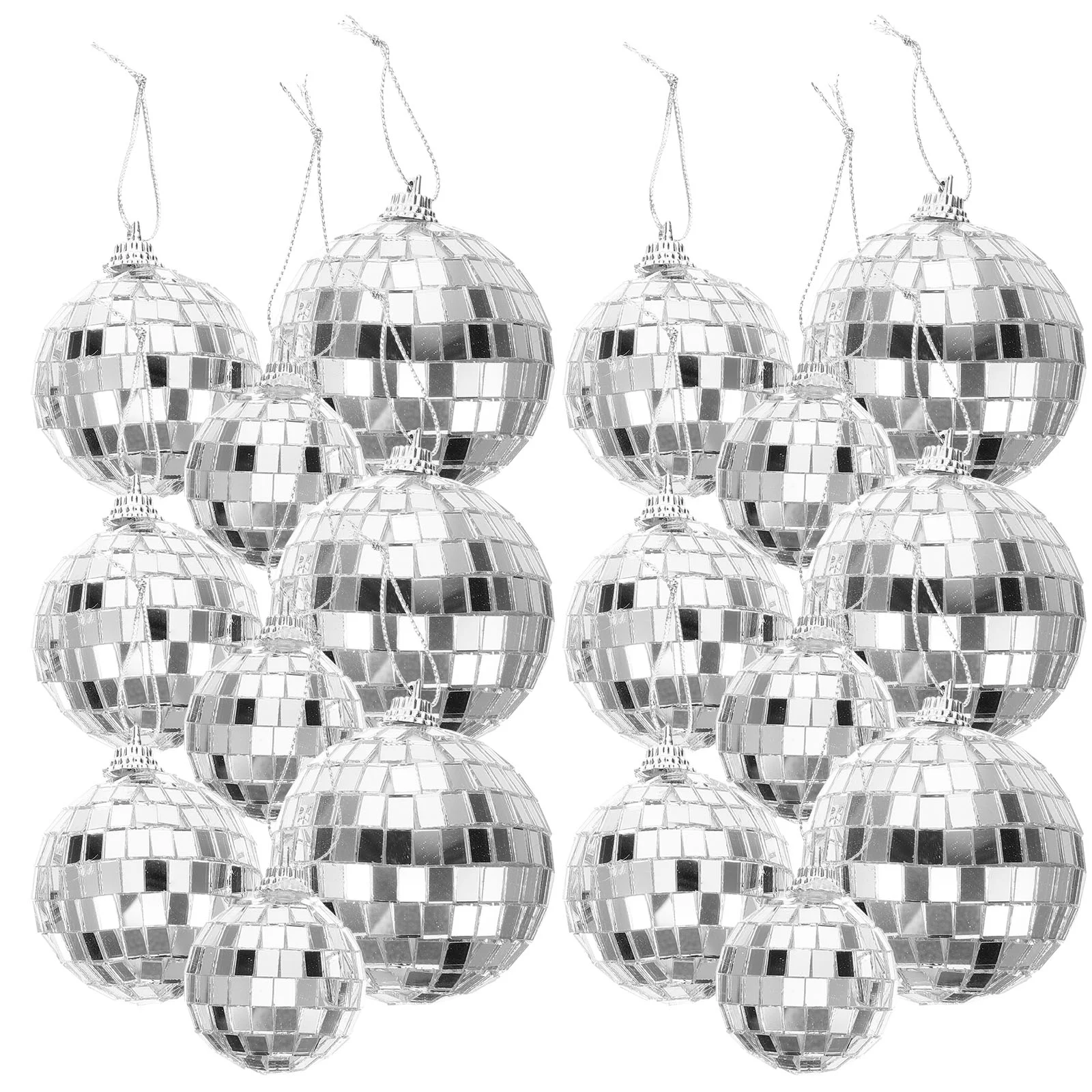 

Mirror Disco Ball Hanging Ornaments Silver Disco Mirror Ball Tree Decor Disco Wedding Birthday Cake Mirror Reflective Ball