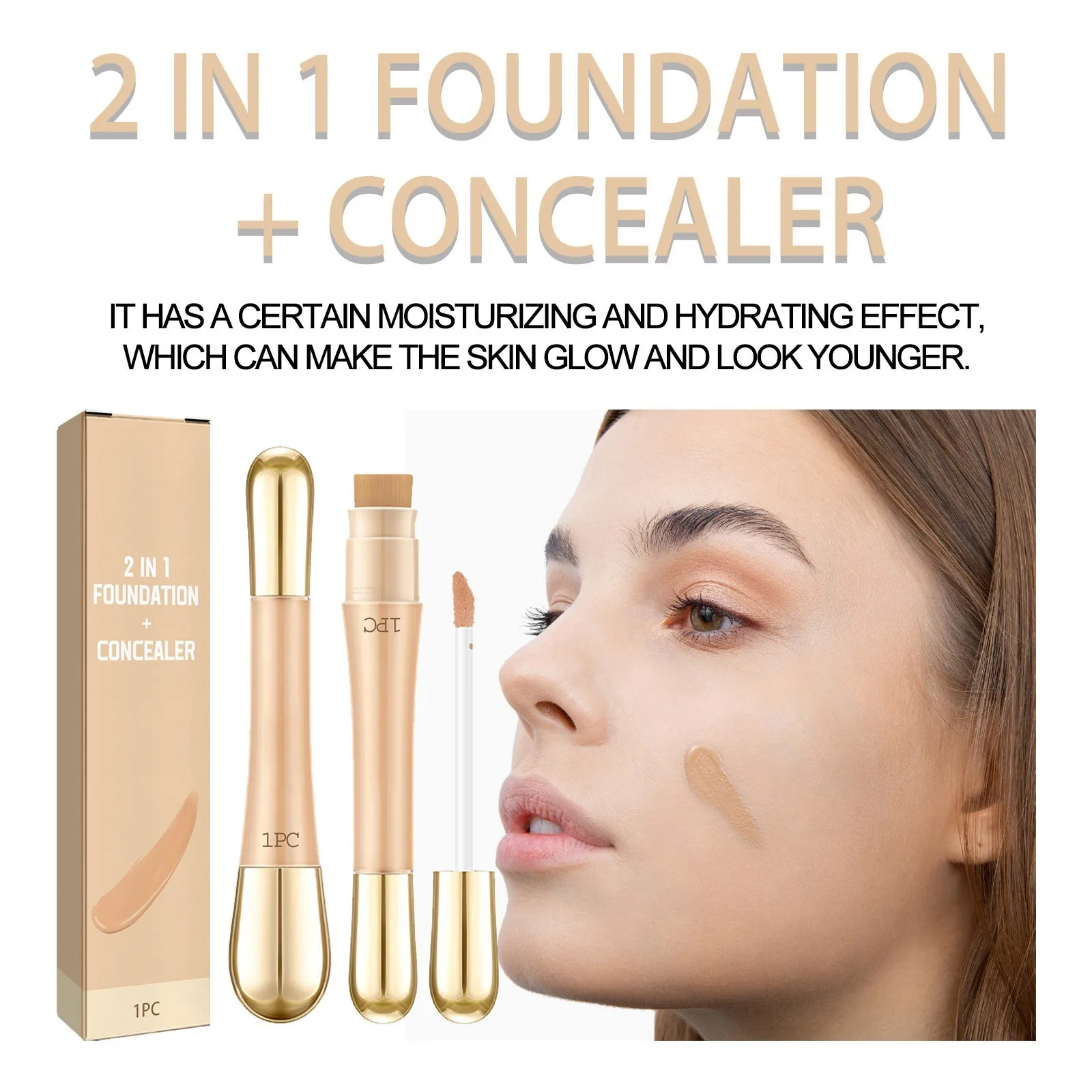Double-Head Concealer 2 In 1 Flawless Face Concealer Long-lasting Full Coverage Concealer Foundation Cream Face Makeup Cosmetics 4