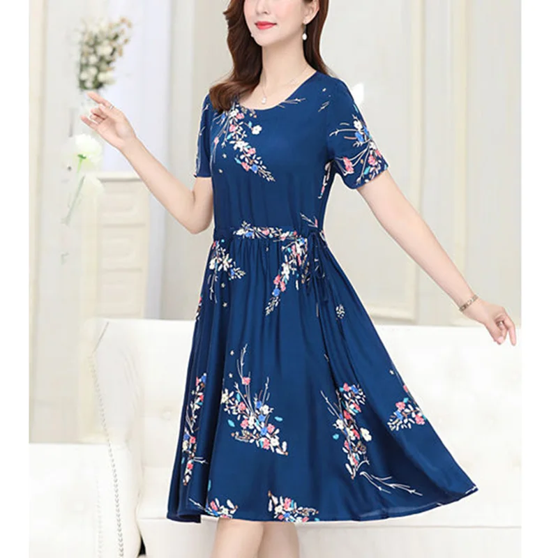 

Женское винтажное платье с круглым вырезом, свободное Повседневное платье оверсайз с цветочным принтом и бантом, лето 2023