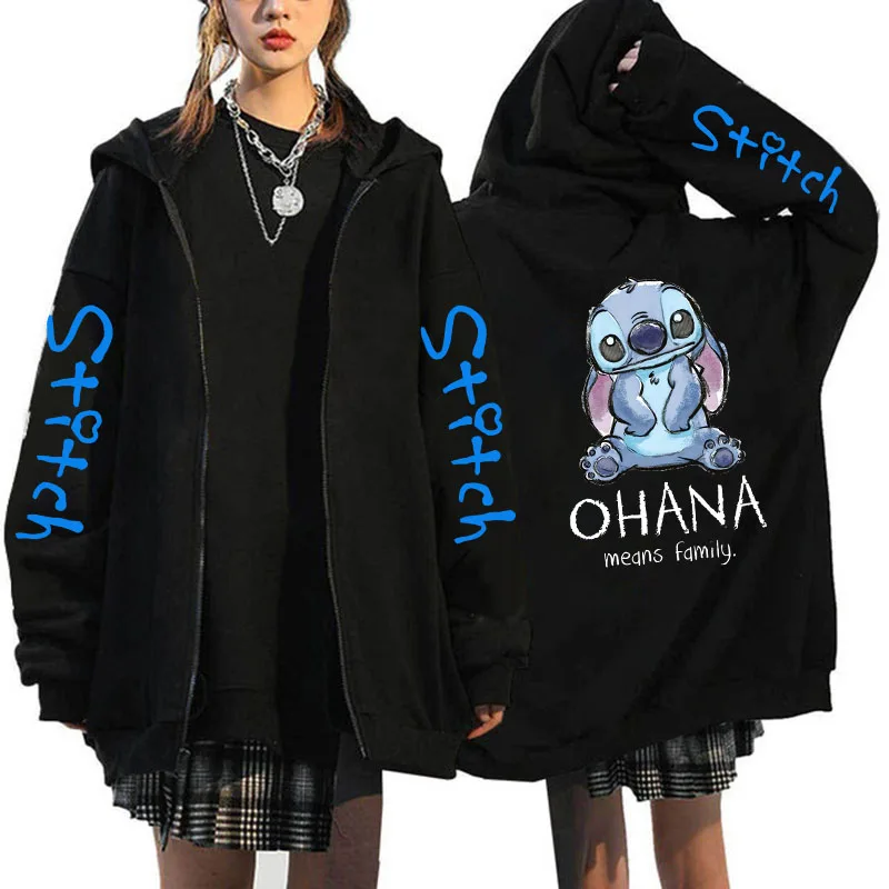 thumbnail image 1 of Sudadera con capucha Y2k de los años 90 con cremallera de Disney Stitch, sudaderas con cremallera para mujer, sudadera bonita de Anime Harajuku, ropa de calle de Manga con capucha para mujer, 1 of 5