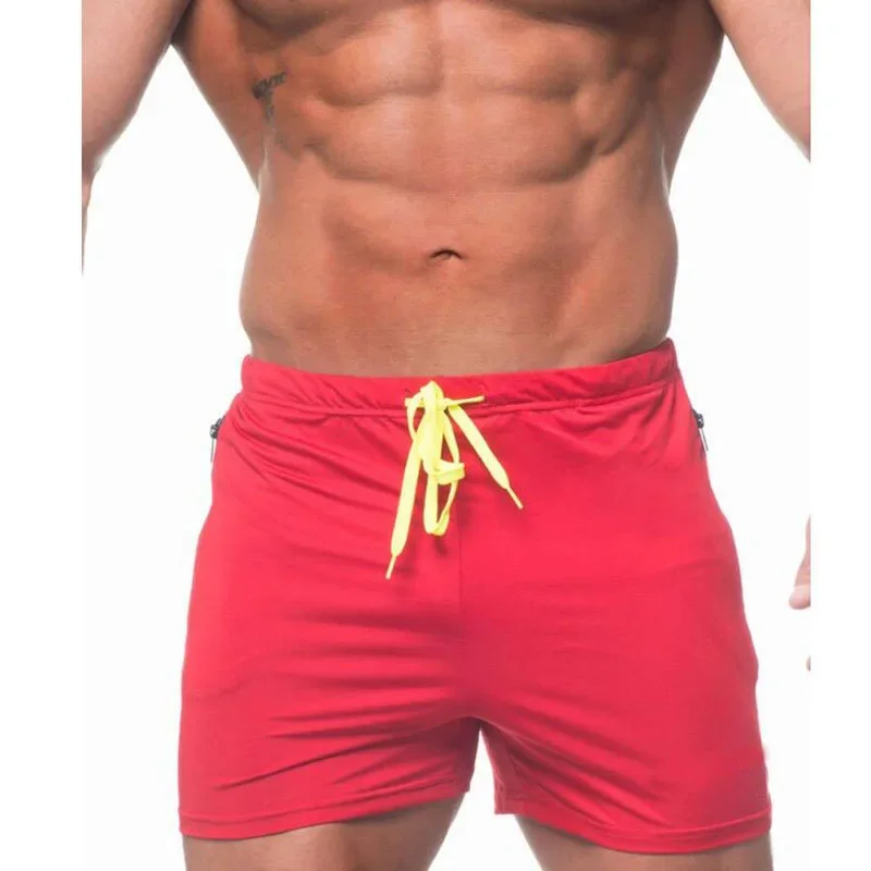 Fitness Territory Men's Sport Shorts Summer Beach Pants Belted Running Training Fitness Shorts Male Board Sports Long Pants