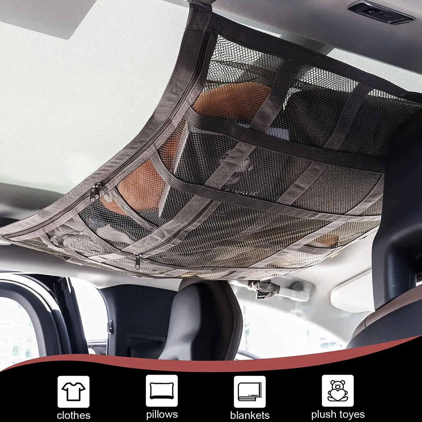 Car Roof Top Ceiling Cargo Storage Net Elastic String Mesh Color