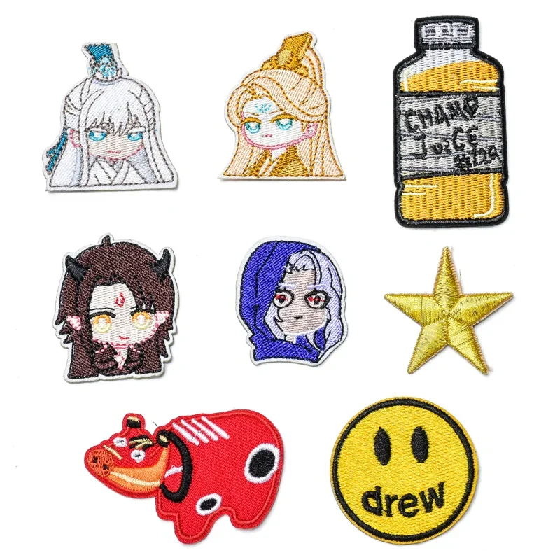 

50pcs/Lot Stick-on Anime Character Embroidery Patch Girl Golden Star Cow Juice Shirt Bag Clothing Decoration Craft Diy Applique