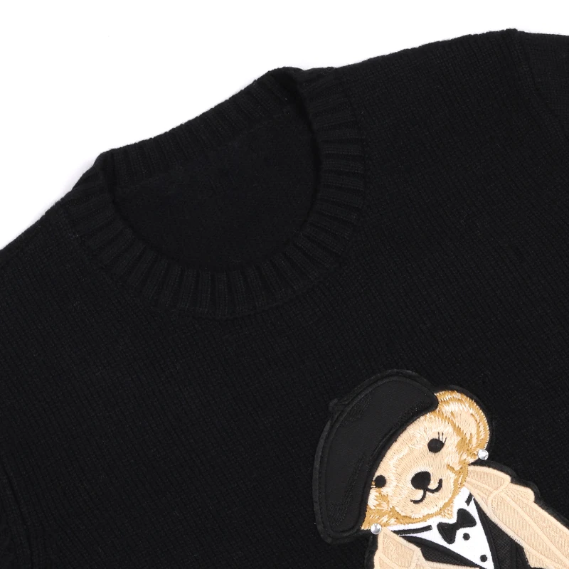 Luxury Brand Patch Bear Knit Sweater Women Autumn Winter Long Sleeve Loose Lauren Pullover Top Cashmere RL Knitwear Coat Clothes 4