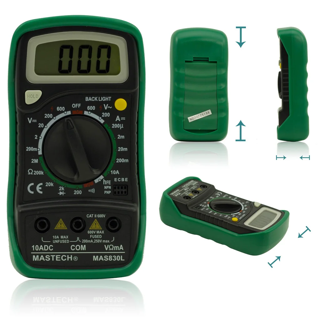 MASTECH MAS830L ̴ ޴ LCD ÷  Ƽ DC  ׽, Ʈ  Ȧ Ӽ ̿ hFE ׽Ʈ