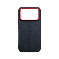 Luxury PU Leather Soft TPU Bumper Minimalist Phone Case with Metal Lens Frame for Redmi K100 Pro Max (Black)