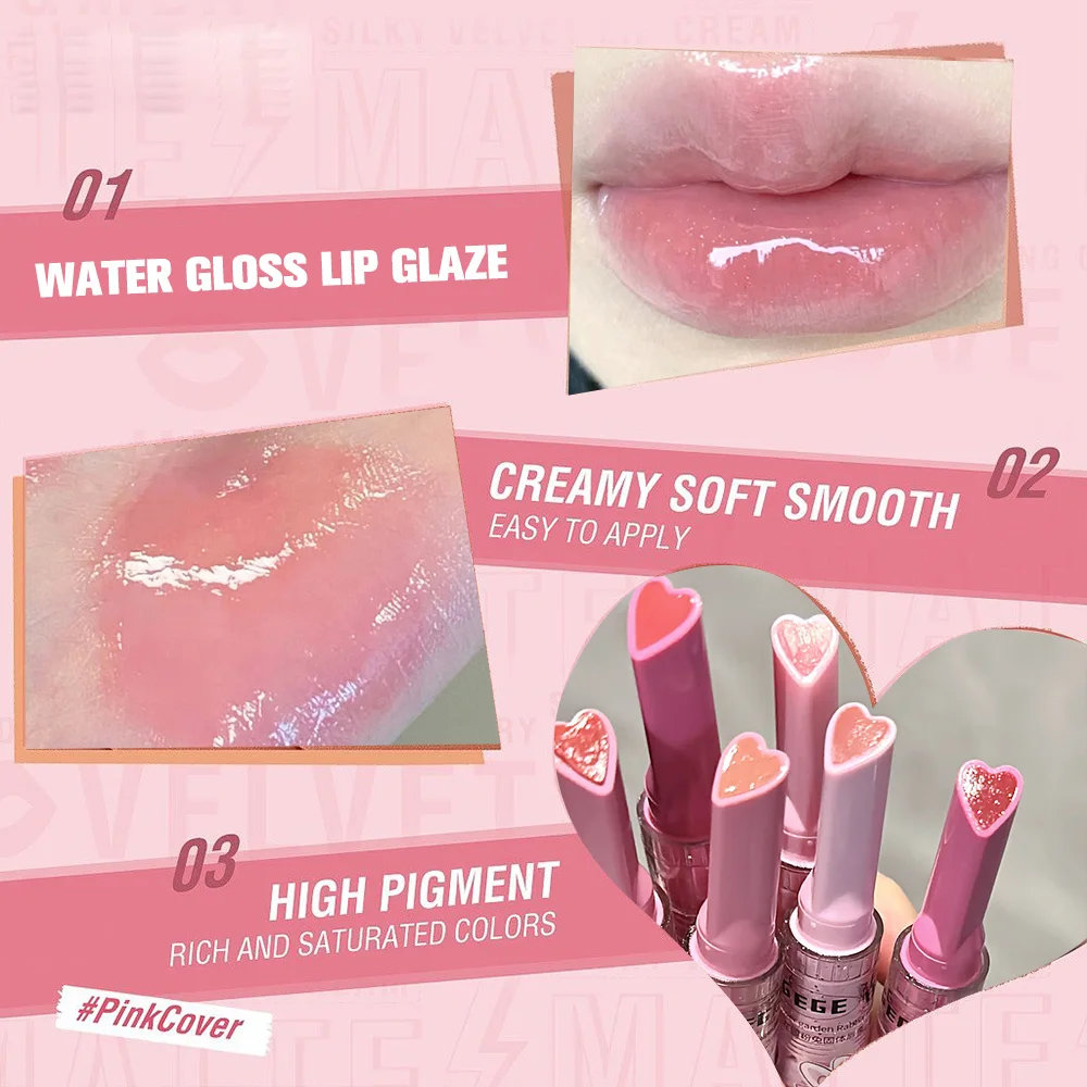 Gege Bear Garden Pink Rabbit Solid Lip Gloss Moisturizing Watery Colored Lip Balm Long-lasting and Tender Lip Balm 4