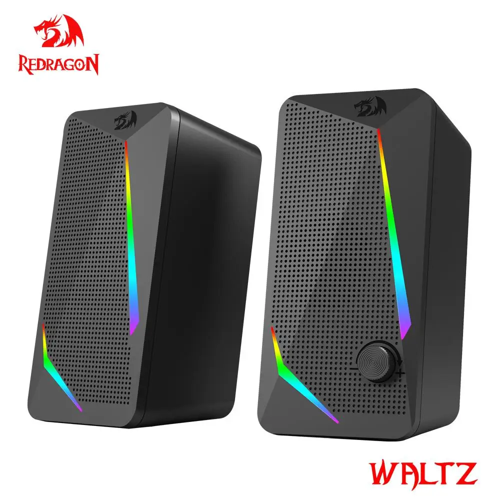 REDRAGON Waltz GS510 3.5mm Aux 2.0 Stereo Surround Music RGB Gaming Speakers Sound Bar for Computer Desktop PC Loudspeakers 
