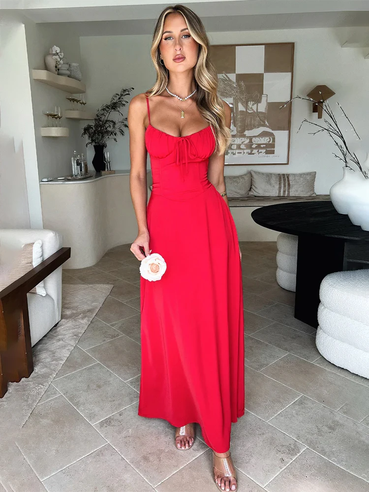 Townlike Elegant Maxi Long Waist Wrap A-line Dress Women Spaghetti Strap 2024 Spring Summer Dress Backless Sexy Party Dresses 4