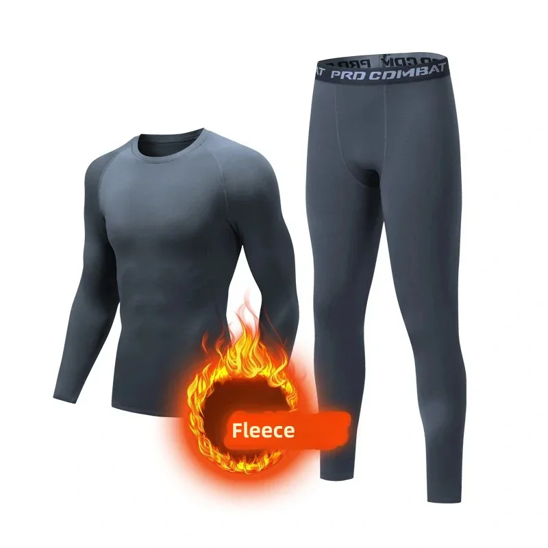 Autumn Winter Compression Tracksuit Men Thermal Underwear Fleece Lingerie Set For Skiing Thermos Shirt Set Man Ski Snow Clothing