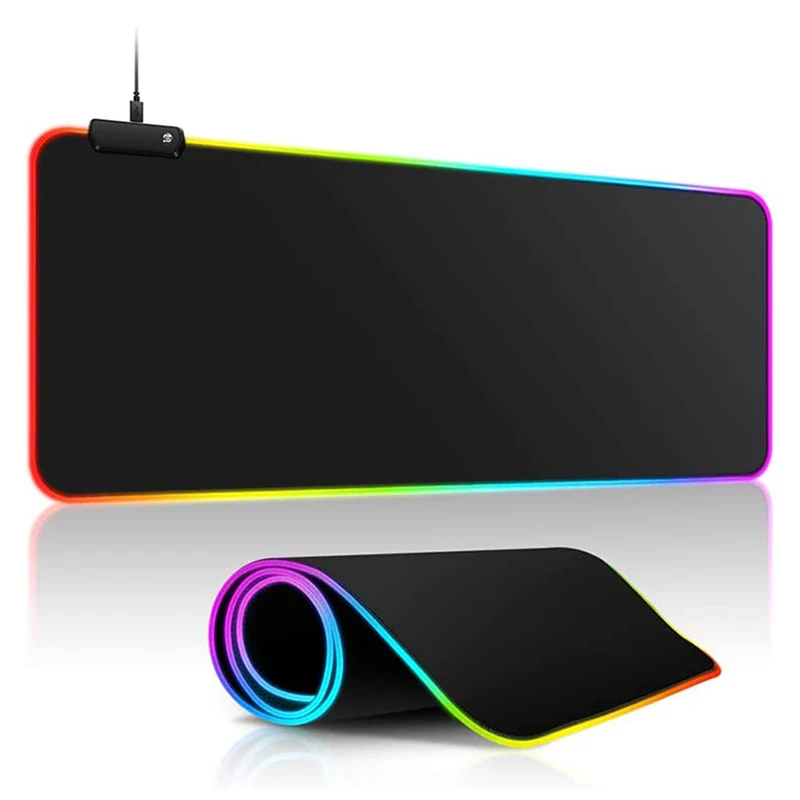 

Игровой коврик для мыши с RGB-подсветкой, 5 в постоянного тока, черный, нескользящий, водонепроницаемый, 8 режимов, регулируемый, динамический, эргономичный, для игр на ПК