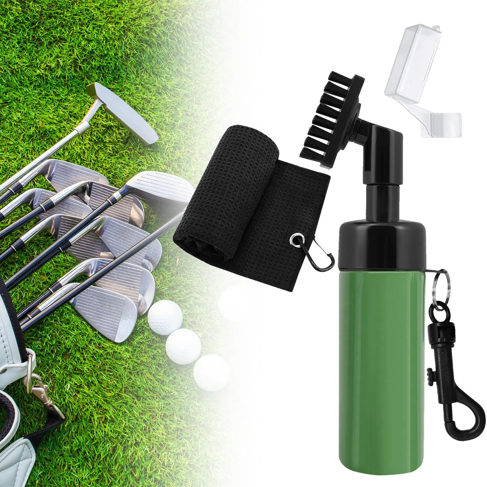 

Golf Club Brush Groove Cleaner Golf Club Towel Portable Golf Cleaning Brush with Water Bottle Golfer Gifts Golf Accessories