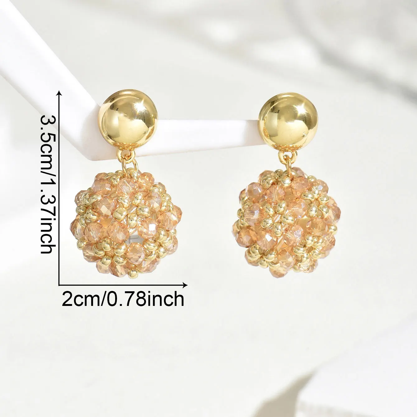 Boho Exquisite Ball Crystal Beads Drop Earrings for Women Girls Summer Handmade Geomotric Beaded Earrings Fashion Jewelry Gifts