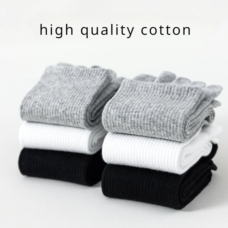 3 Pairs Cotton Five Finger Socks Men Thin Summer Gym Sport Crew Socks with Separate Fingers Non-slip Cotton Toe Midi Tube five finger socks