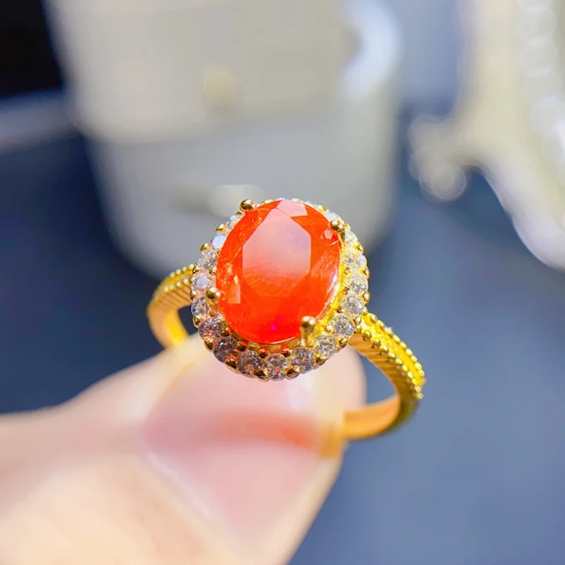 Natural Fire Opal Rings for women silver 925 jewelry luxury gem stones 18k gold plated free shiping items Party Gifts Natural Fire Opal Rings for women silver 925 jewelry luxury gem stones 18k gold plated free shiping items Party Gifts