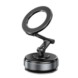 Versatile Magnetic Phone Holder with 360° Adjustable Foldable Design and Vacuum Mount (Black)