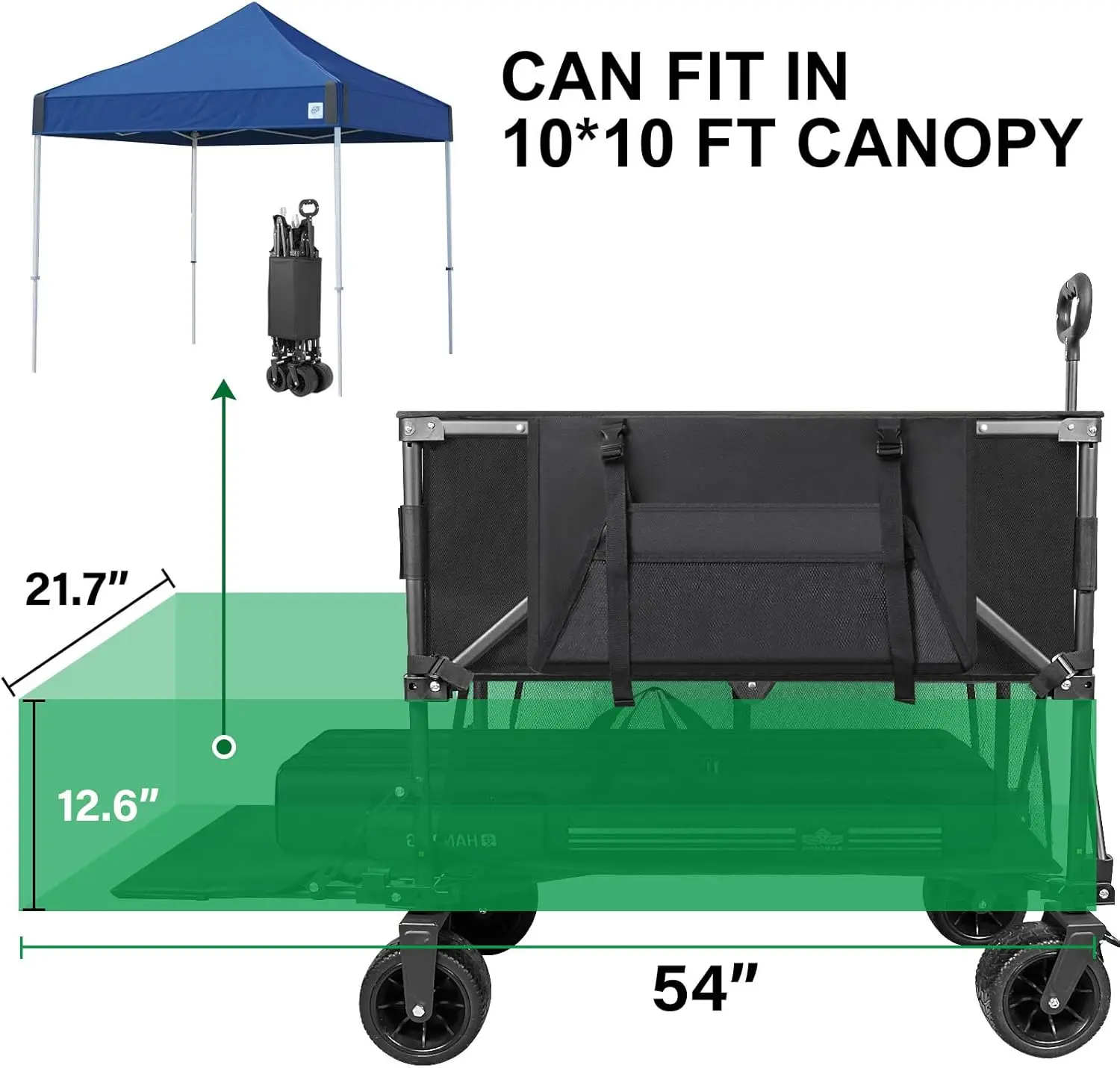 Double Decker Wagon 600lb Capacity 400L Collapsible Sports Wagon