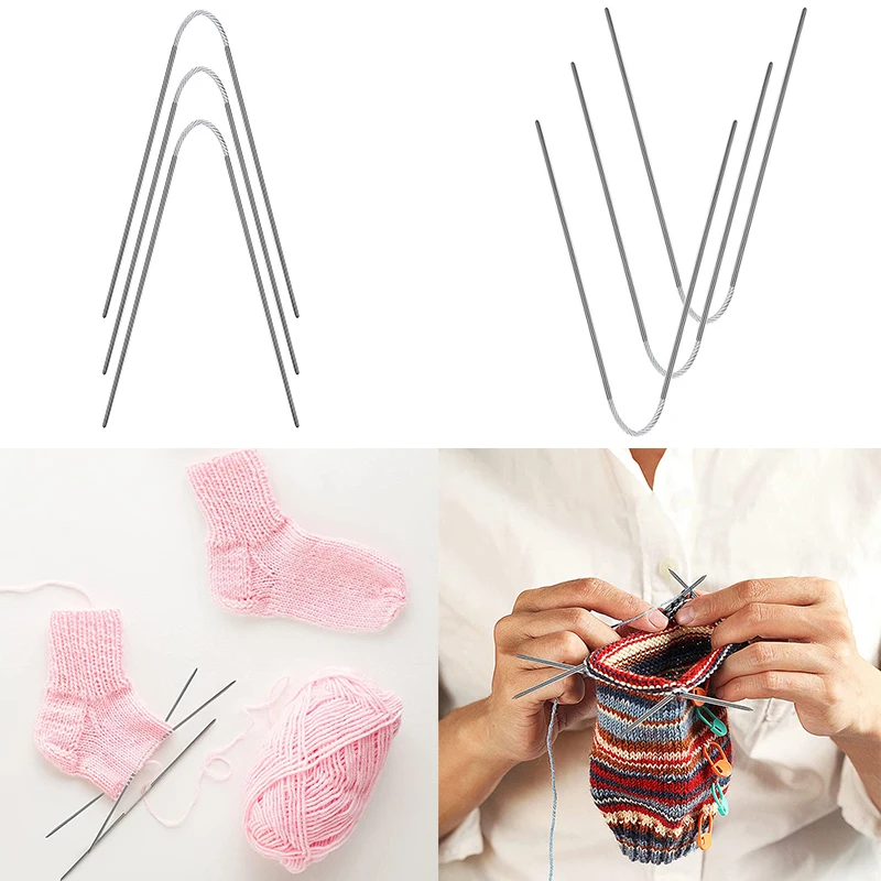Circular Sock Knitting Needles Stainless Steel Mini Weaving Needlework Tools Wool Cotton Yarn Diy Knit Accessories 3pcs knitting needles weaving tools knitting supplies
