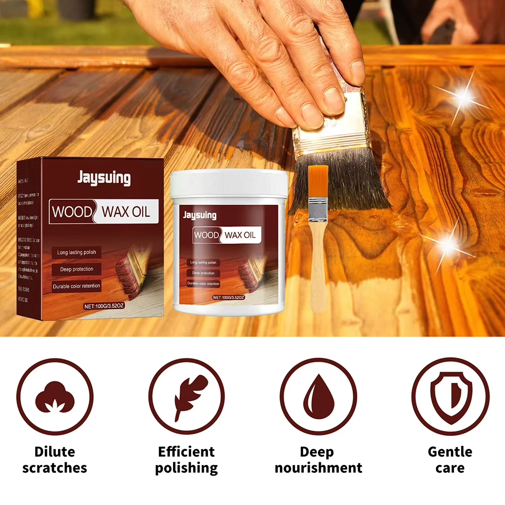 100g Wood Furniture Floor Polishing Agent Anti-Corrosion Wood Wax Oil Furniture Cleaner Non-Toxic Wooden Floor Maintenance