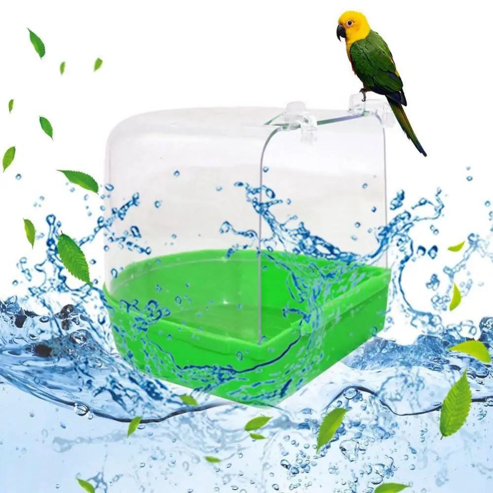 Plastic Hanging Bowl Pet Cage Bird Water Bath Box Bathtub For Parakeet Love Bird Birdbath Accessory