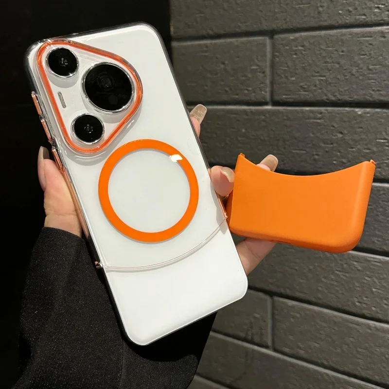 Color Blocked Magnetic Phone Case with Magsafe Wireless Charging and Anti-Fall Protection