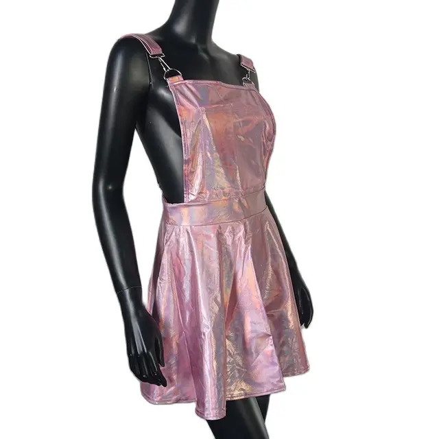 Holographic Overall Dress Glitter Laser Holographic A-Line Dress