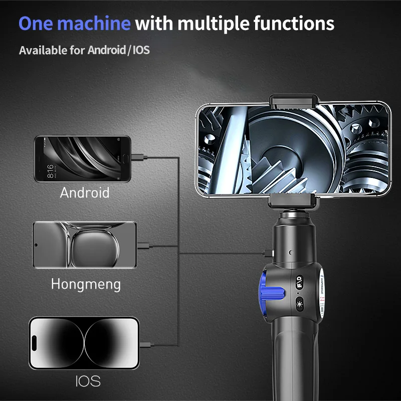 Inspection Camera 360&deg; Two-Way Rotary Articulating Endoscope HD 1080P With 8 LED For Car Engine Inspection