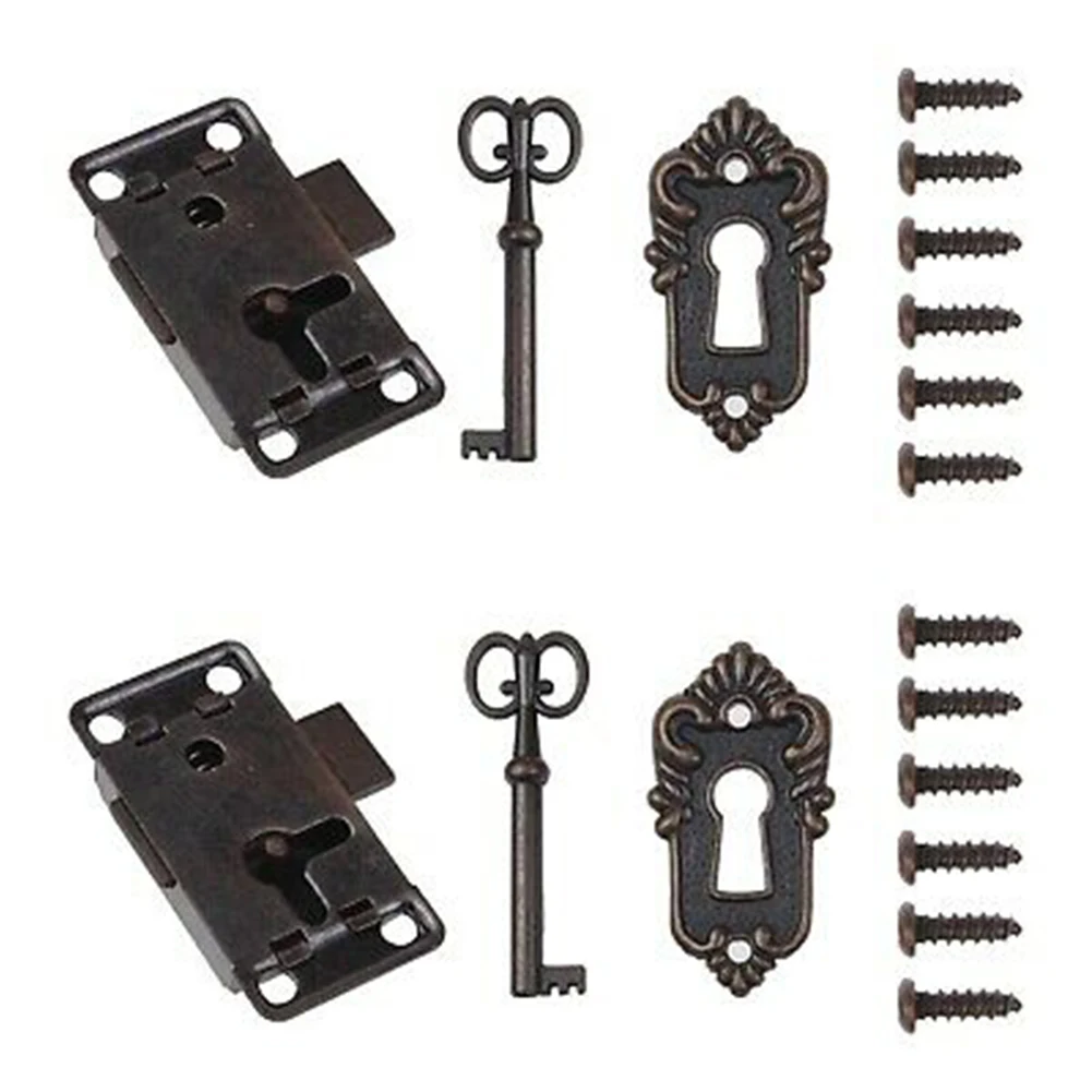 2 Set Drawer Lock With Key Antique Small Box Cabinet Door Locks Furniture