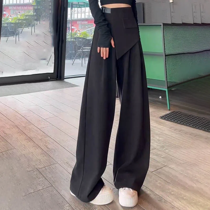 

New Fashion High-quality Design Niche Suit Pants Women's Drape High Waist Street Slim Waist Straight Casual Wide-leg Pants