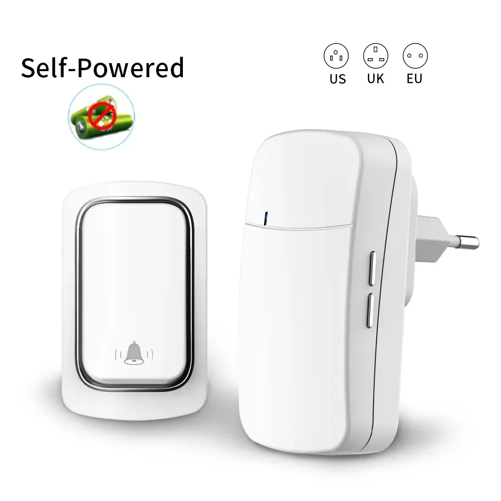 

Wireless Doorbell No Battery required Waterproof Self-Powered Door bell Sets Home Outdoor Kinetic Ring Chime Doorbell Smart Home