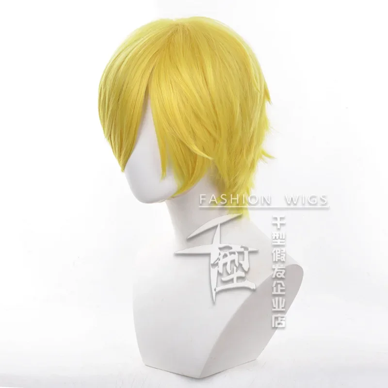 Anime One 1-teilige Sanji Cosplay Perücke Blonde Gerade Kurze Vinsmoke Sanji Perücke Halloween Perücken – Detail 2
