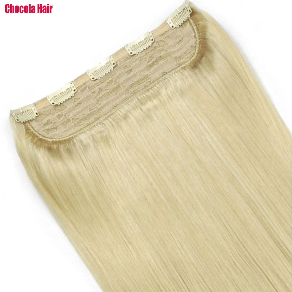 Chocala 20"-28" 1pcs set 200g Machine Made Remy Hair One Piece Set With 5 Clips In 100% Brazilian Human Hair Extensions
