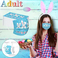 10pcs Bunny Eggs Adult Disposable Face Mask Printed 3ply Dustproof Mascaras Masque Disposible Enfant Breathable Mascarilla 2