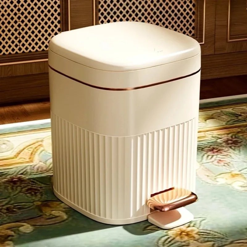 Elegant Lidded Foot-Pedal Trash Bin