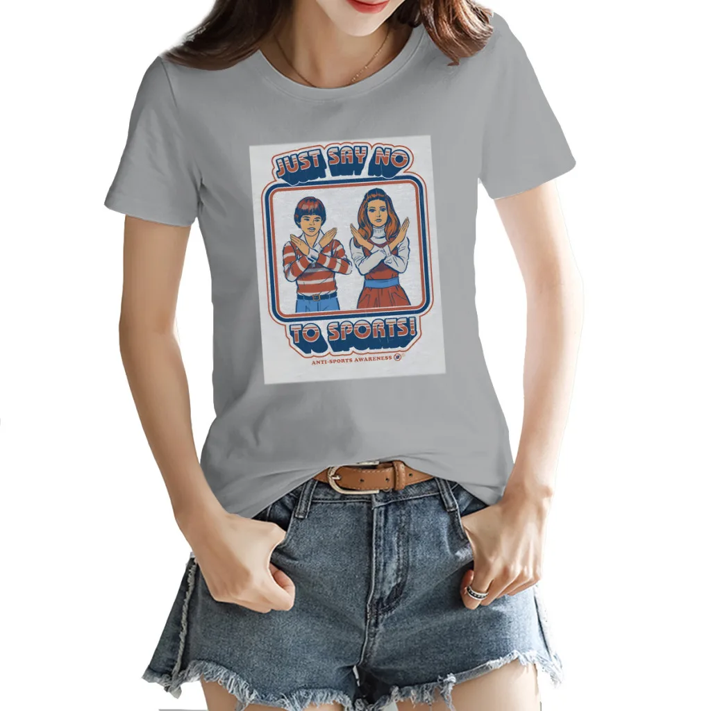 

Женская спортивная хлопковая Футболка Say No to Sports, брендовая свободная футболка с коротким рукавом, Роскошный дизайнерский Топ, Летняя распродажа 2024