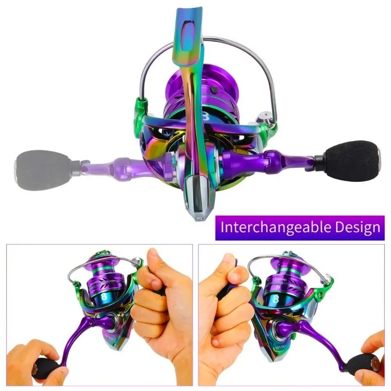 Spinning Fishing Reels Sougayilang 1000-5000 Spinning Fishing Reel 5.2:1 High Speed Ratio EVA Grip Max Drag 12kg Handle Right/Left Carp Fishing Reel