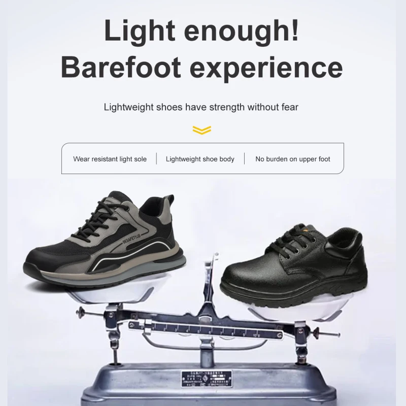 Summer Breathable Men Safety Shoes Steel Toe Anti-smash Construction Welding Shoes Reflective Strip Male Footwear Women Sneakers