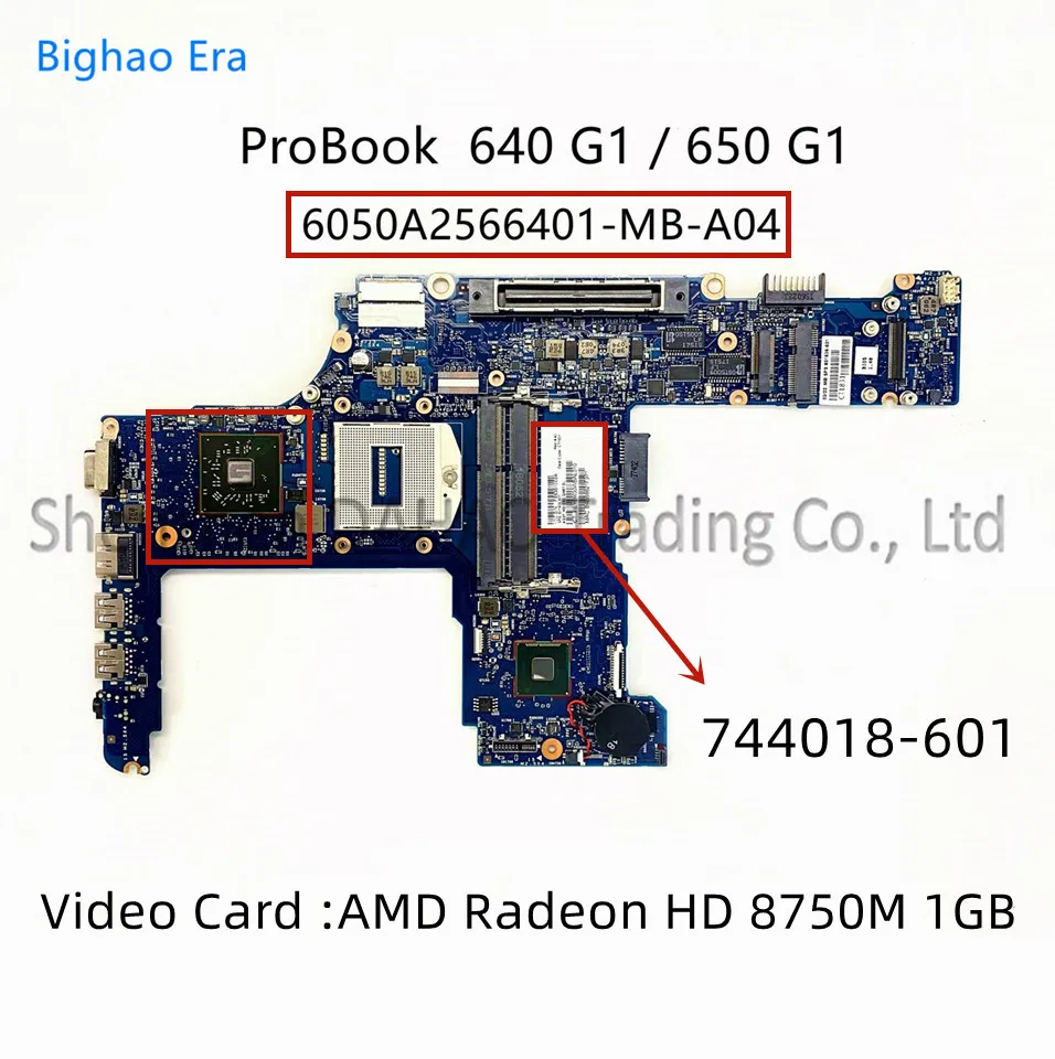 para hp Probook 640 g1 650 g1 Placa-mãe Portátil com Hm86 Hd8750m 1gb-gpu 6050a2566401-mb-a04 744018001 744018601 801636-601