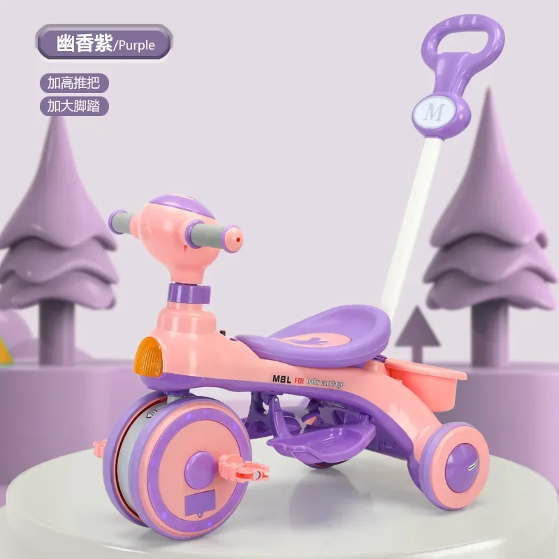 Children's Tricycle 1-6 Years Old Children's Pedal Scooter Baby Handcart Sliding Scooter Music Lightweight Stroller