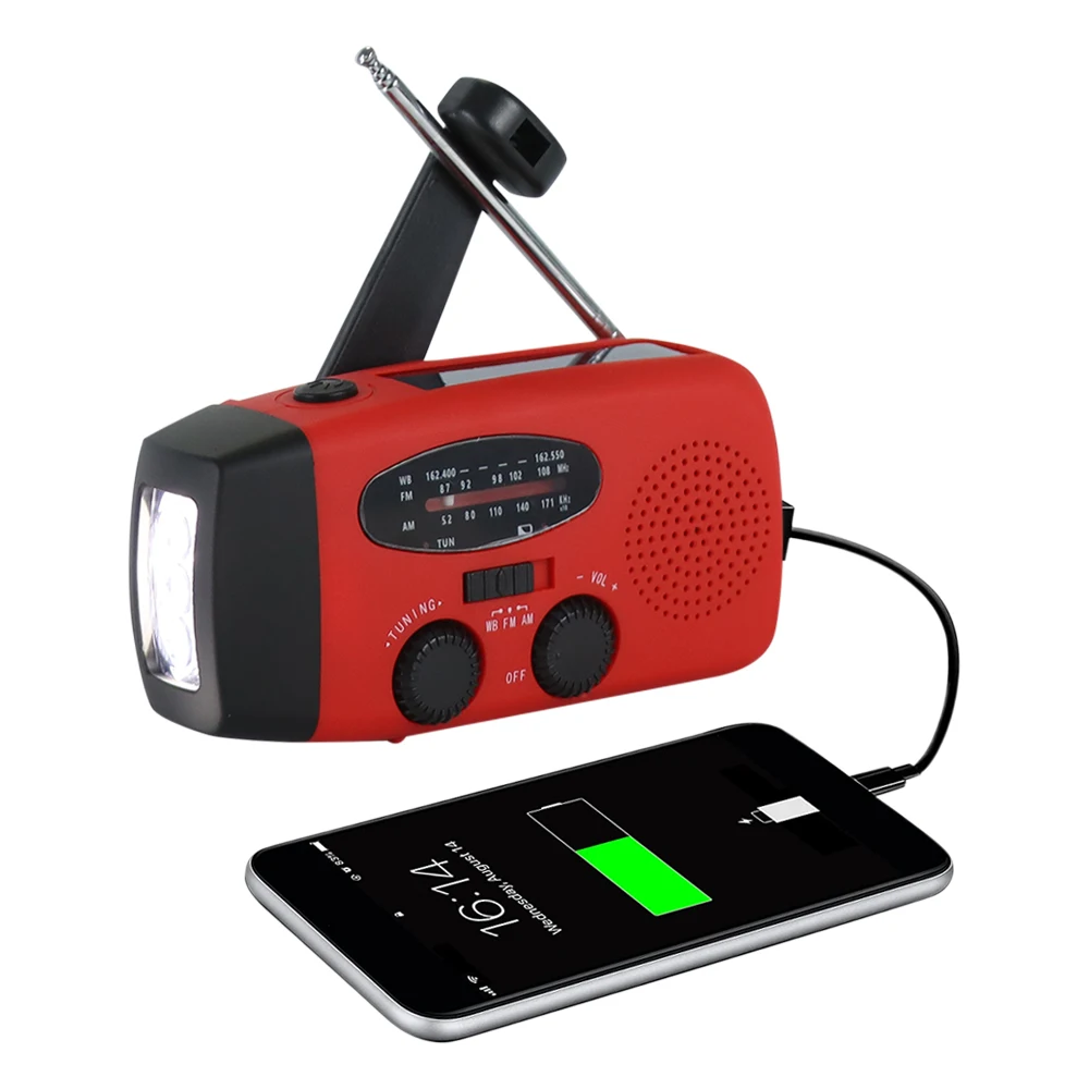 Emergency Radio Solar Power Hand Crank Radio Global Receiver High Quality LED Torch Reading Lights SOS Alarm Tools with 2000mAh