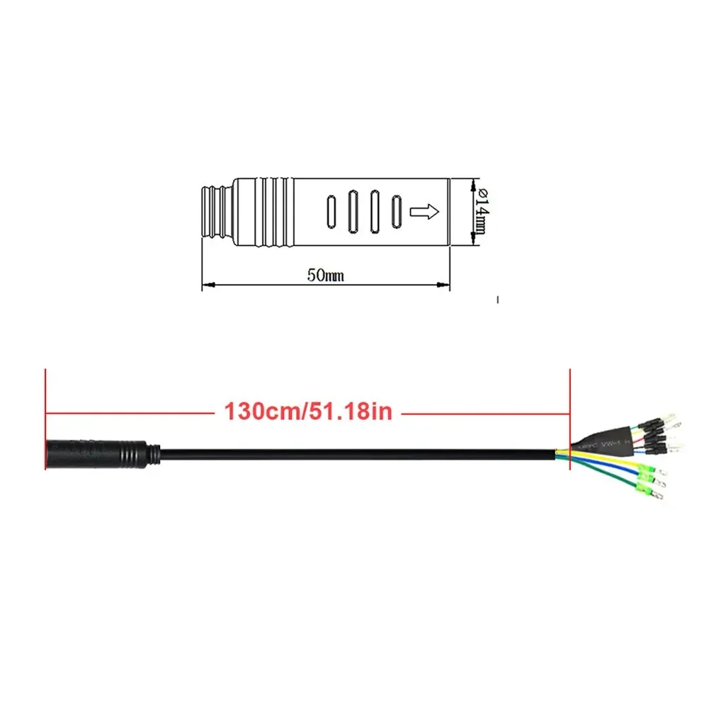 Julet E-bike Motor Cable Outdoor 9 Pin Female Adapter Extension Wire Metal+plastic 130CM For Brushless Hub Motor KT Controller