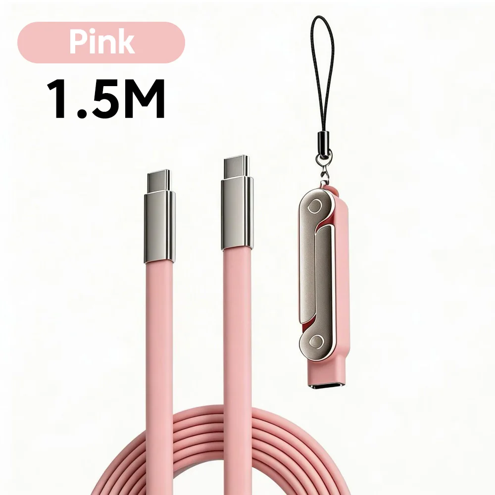 240W 2-in-1 USB C to Type C 고속 충전 접이식 브래킷 데이터 케이블 (아이폰 17, 원플러스용) 분리형 케이블 타입 C 어댑터