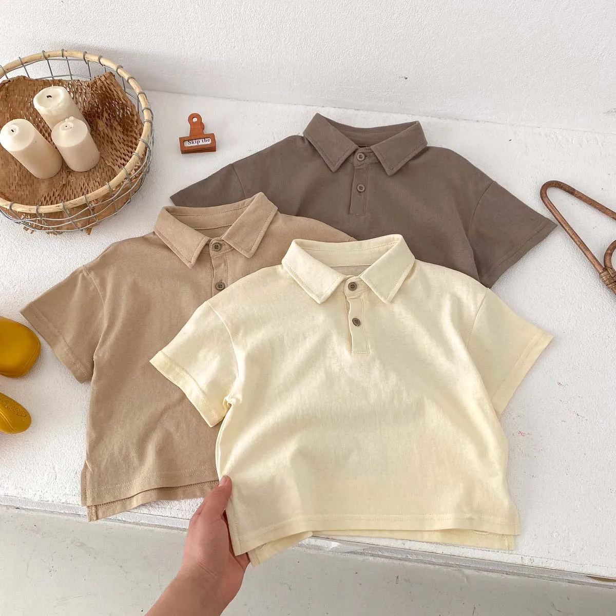 Baby Clothes Comfortable Soft Loose Cotton Simple T Shirt 2024 Summer Solid Color Boy Korean Style Casual Thin Short Sleeve