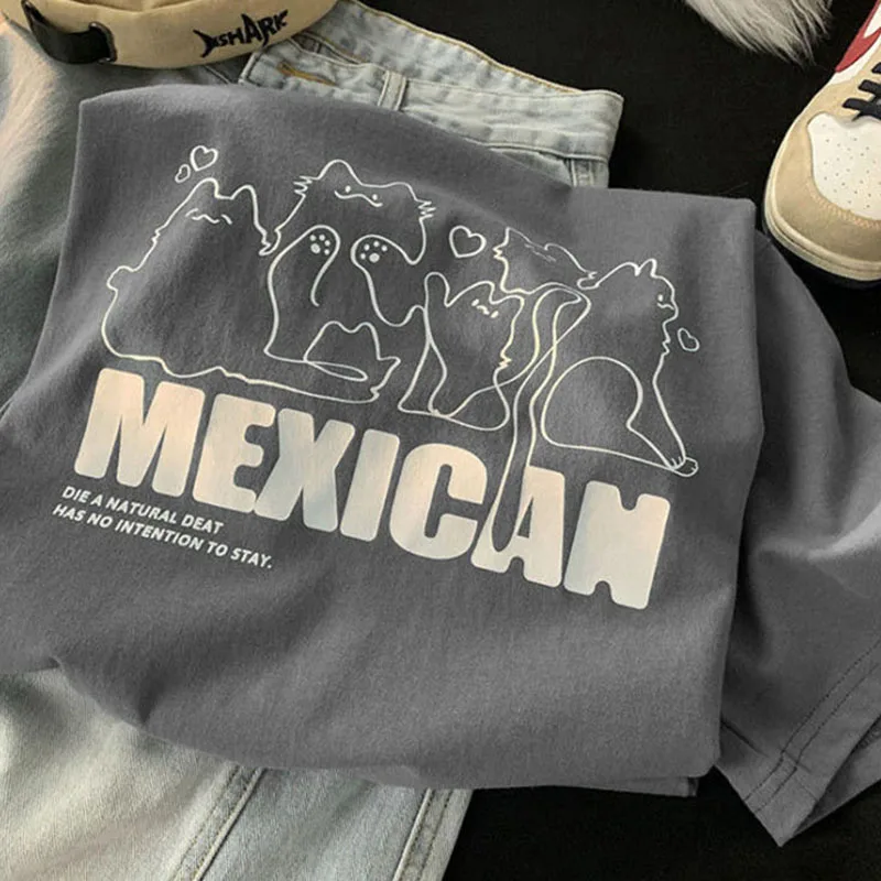 200g heavy tops summer cotton woman clothes couple t-shirt all-match with the same style American short sleeved 2022 Y2k Print