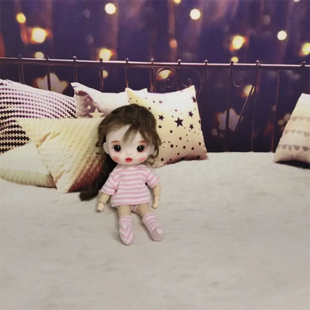 T-shirt Ob11 Doll Clothes Knitted Sweatshirt Shorts Socks Doll Underwear Three-piece Cotton OB11 Striped Tops 1/12 Doll