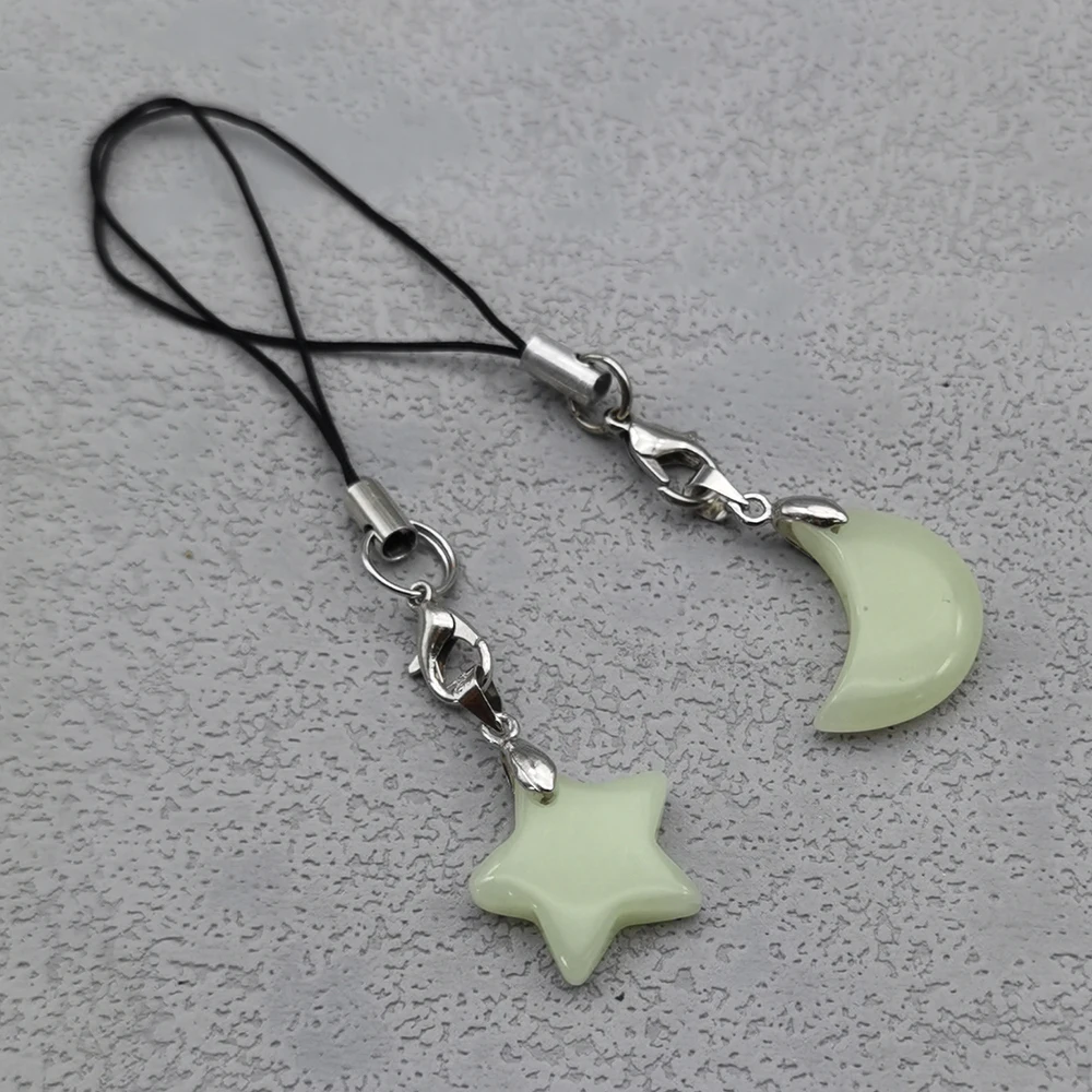 Originelles Design, im Dunkeln leuchtender Mond und Stern, Handyband-Charm, Schlüsselanhänger, elegantes Anhänger-Lanyard für Mädchen – Detail 4