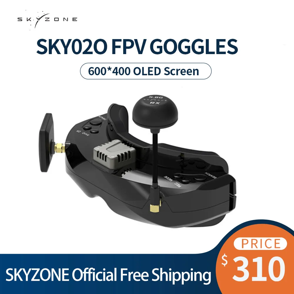 SKYZONE SKY02O FPV Goggles 600x400 OLED 5.8Ghz SteadyView Diversity RX Head Tracking & Fan DVR Front Camera for RC Racing Drone thumbnail 6