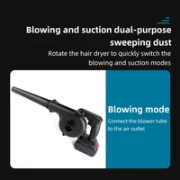 21V Air Blower 2-in-1 Blowing & Suction Leaf Blower Dust Collector For Pet Hair Car 0-40000RPM Cordless 5000mAH Lithium Battery 2