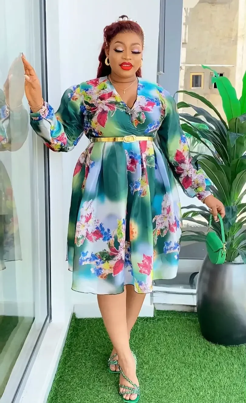 African Dress Elegant Spring Print Plus Size For Women Party