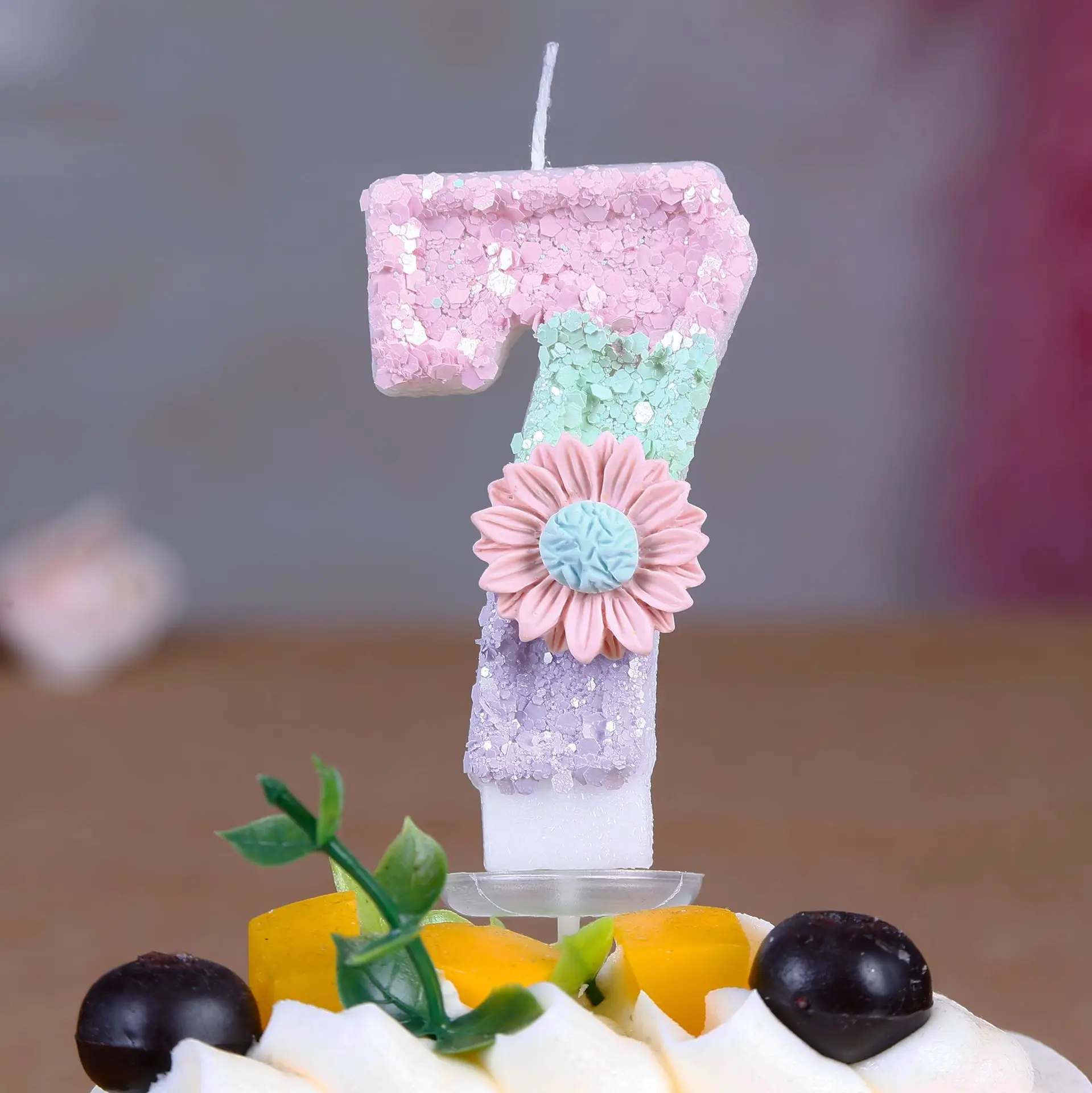 Pink Glitter Number Candles - 16 & 61 Birthday Cake Toppers For Party Decorations